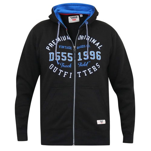 D555 Lingard Full Zip Hoody With Chest Print Black